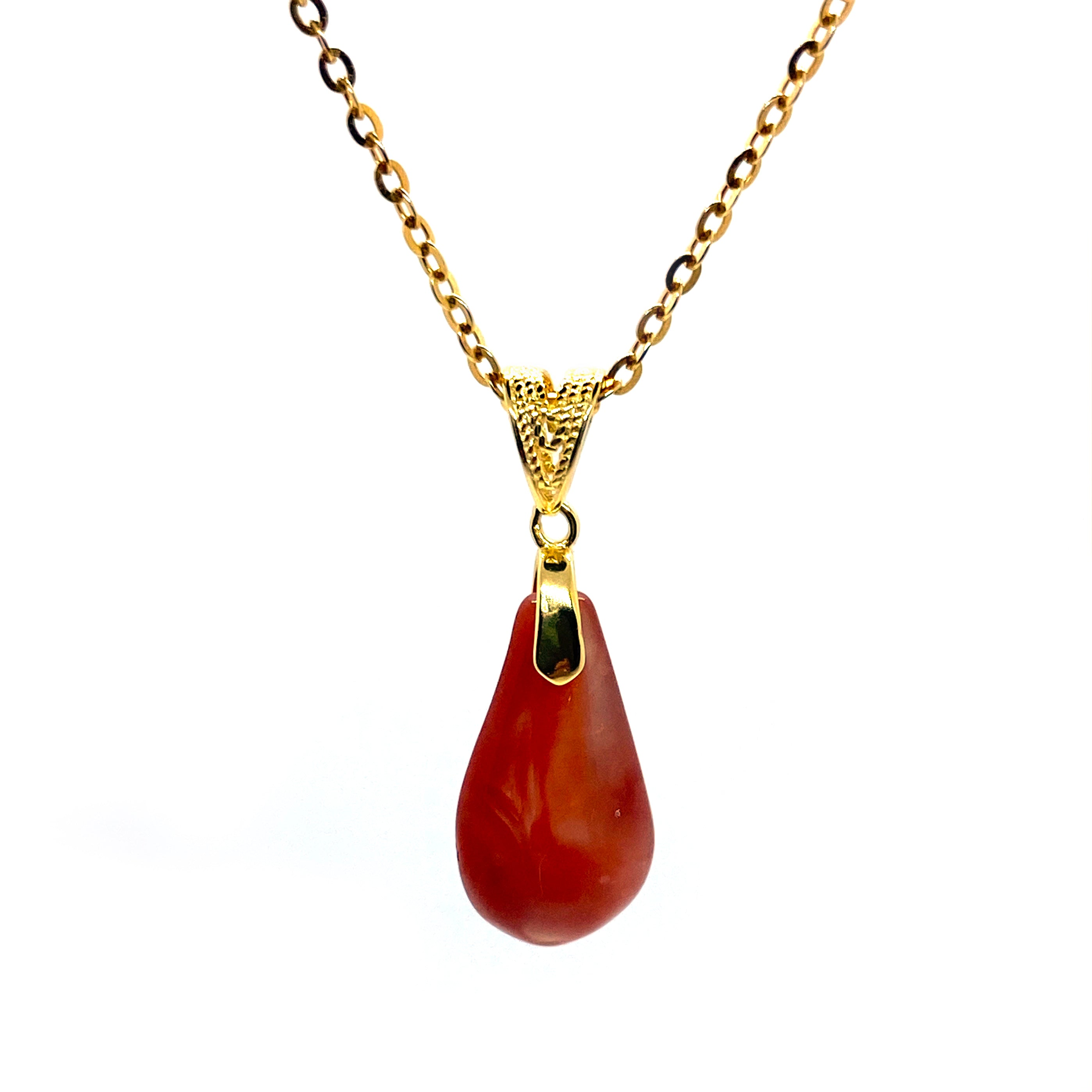 18ct Gold Vermeil Necklace With Red Agate Pendant