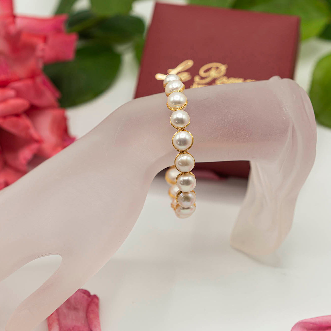 Hand-braided Pearl Bangle