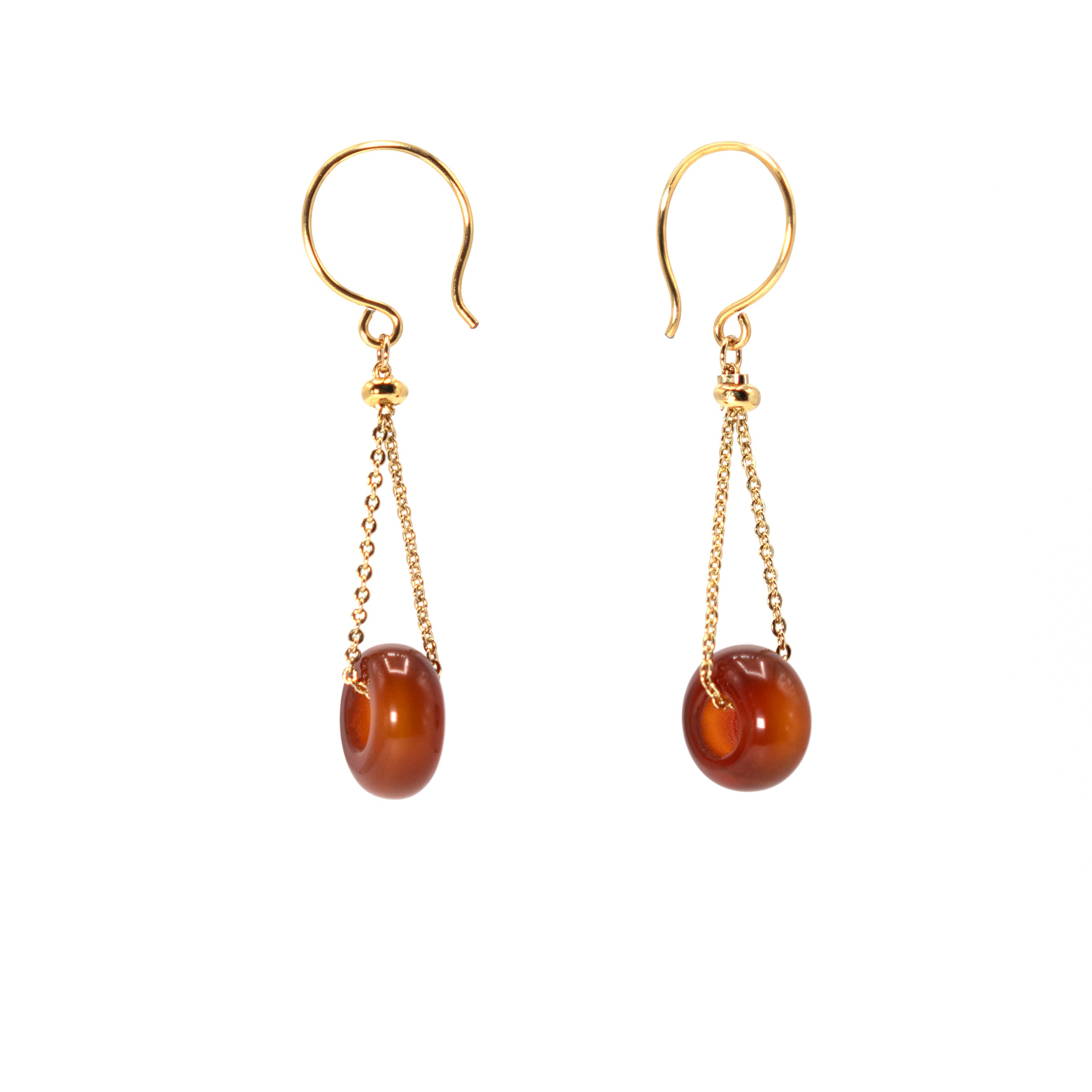 14ct Gold Plated Agate Donut Drop Earrings