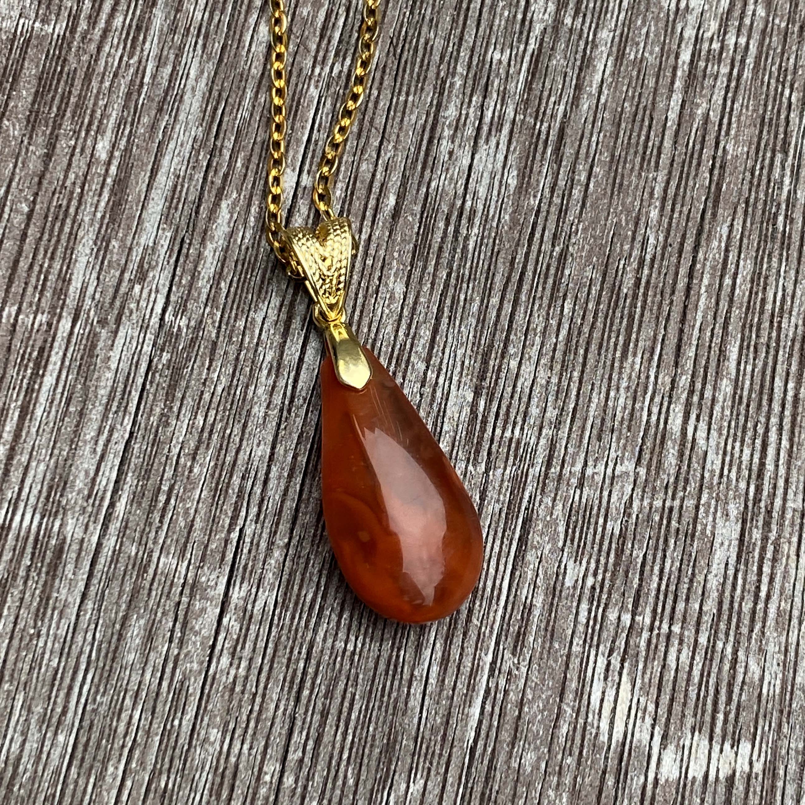 18ct Gold Vermeil Necklace With Red Agate Pendant