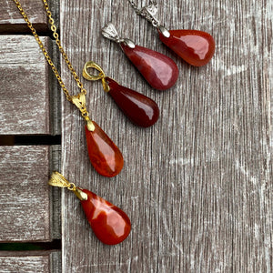 18ct Gold Vermeil Necklace With Red Agate Pendant