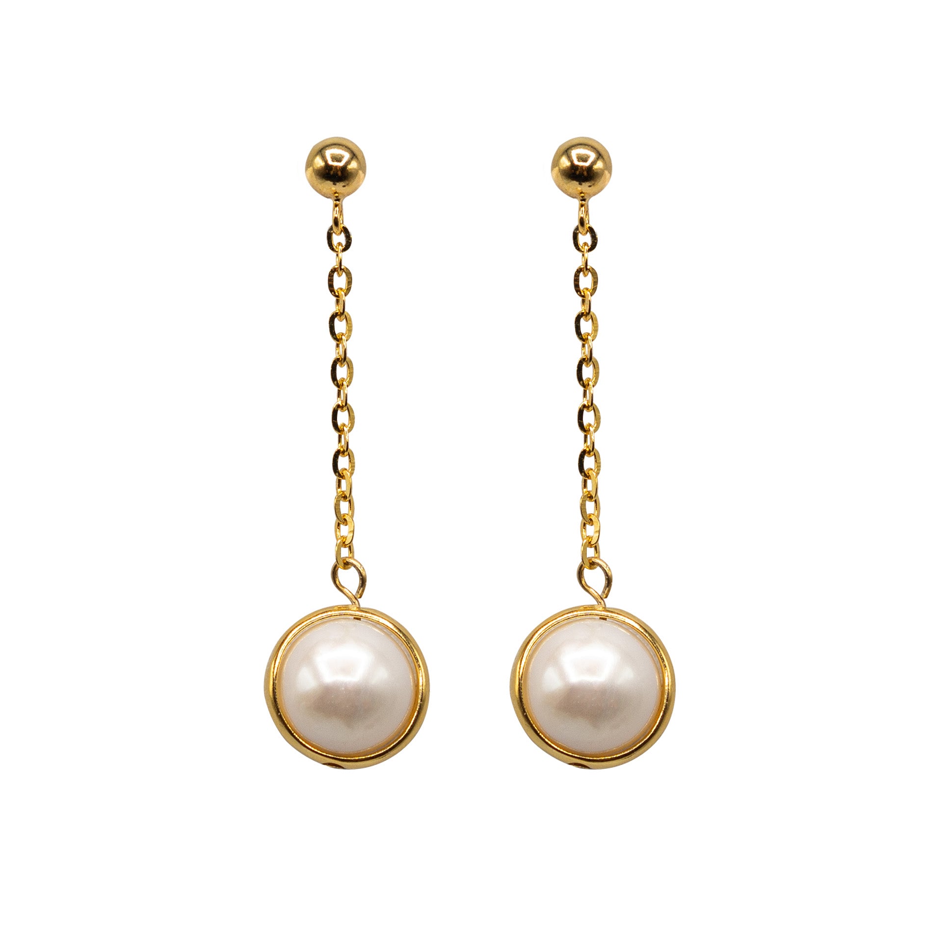 Saturn - 18ct Gold Vermeil Pearl Earrings