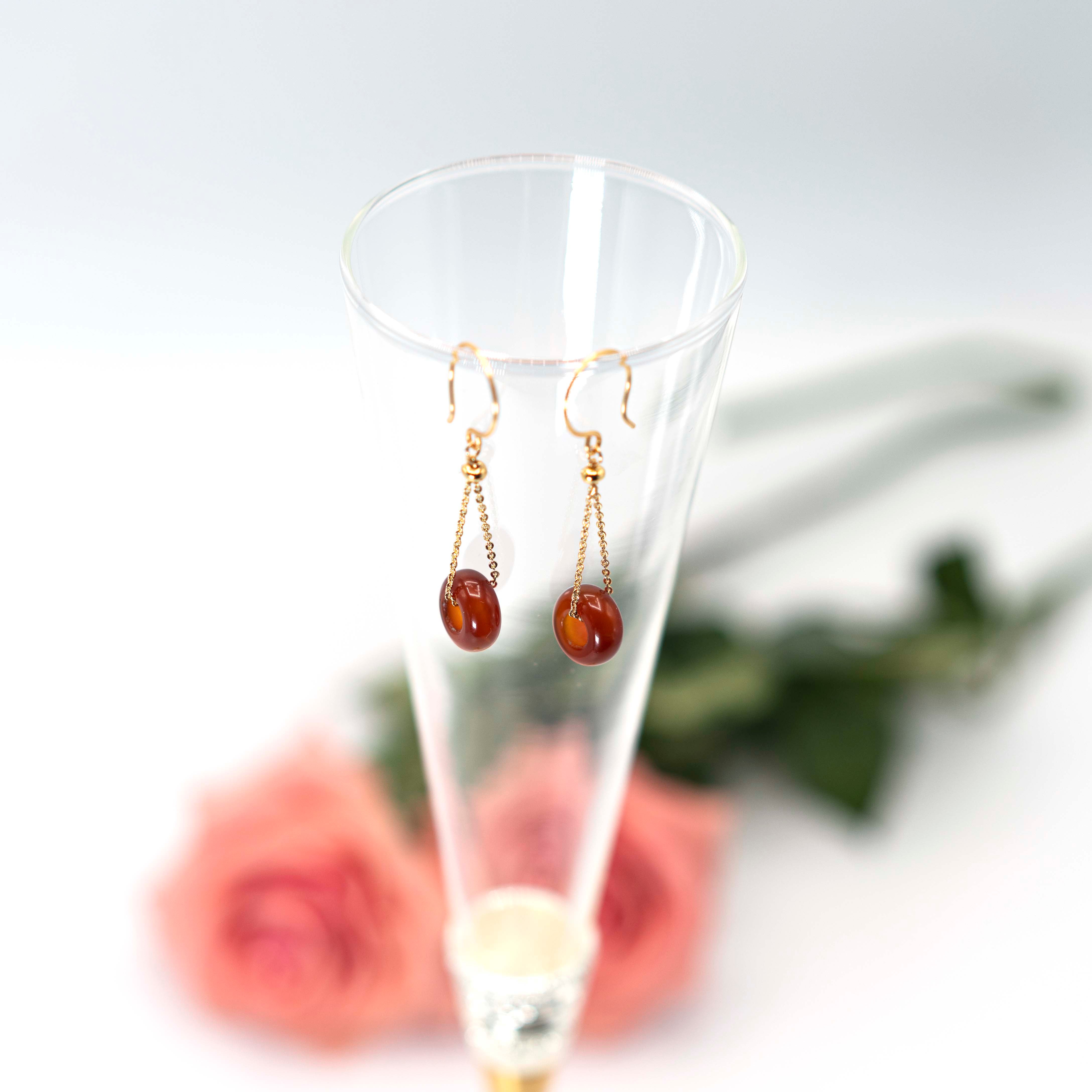 14ct Gold Plated Agate Donut Drop Earrings