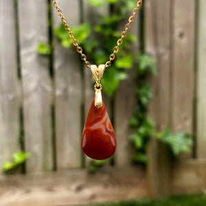 18ct Gold Vermeil Necklace With Red Agate Pendant