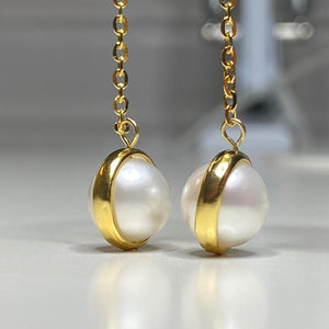 Saturn - 18ct Gold Vermeil Pearl Earrings