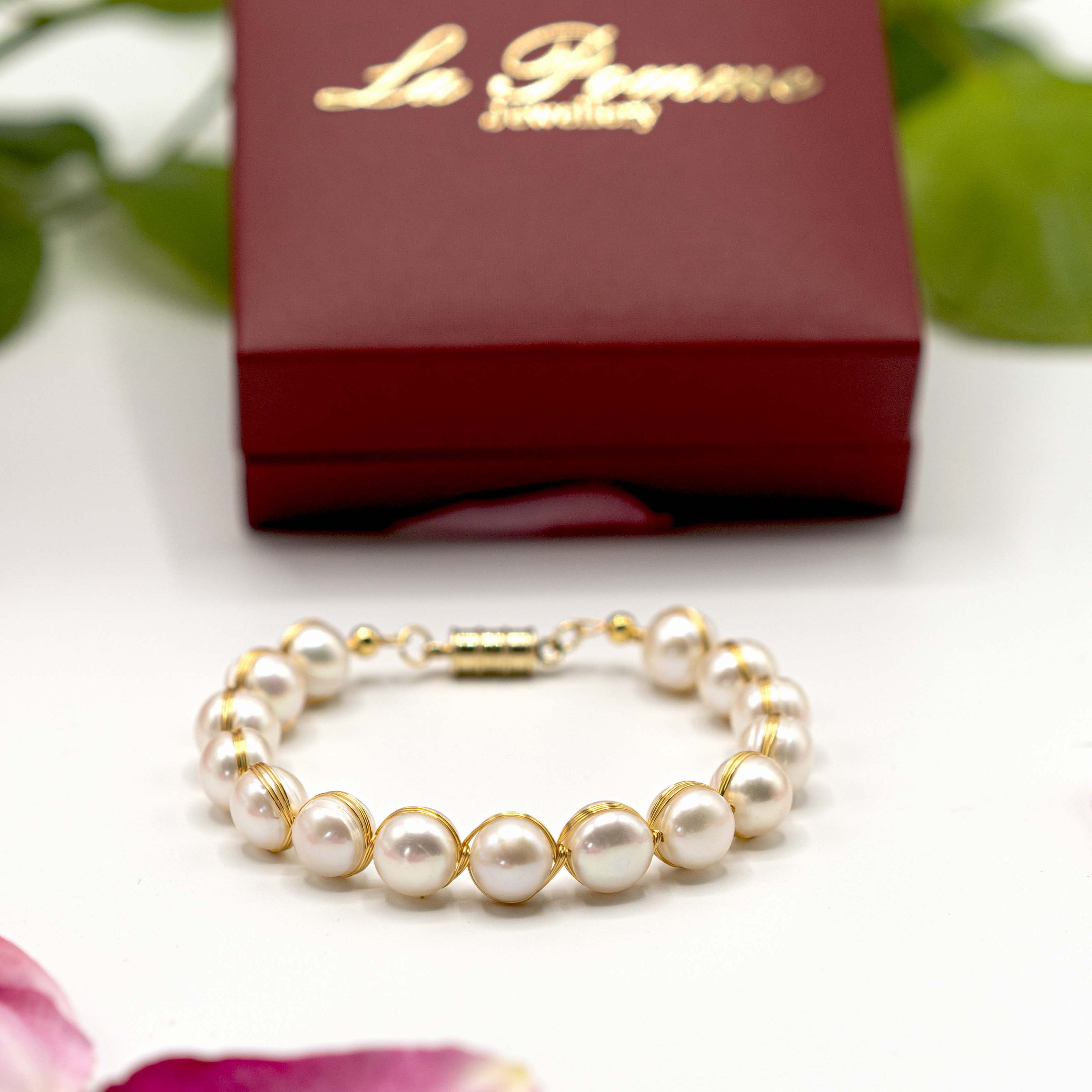 Hand-braided Pearl Bangle