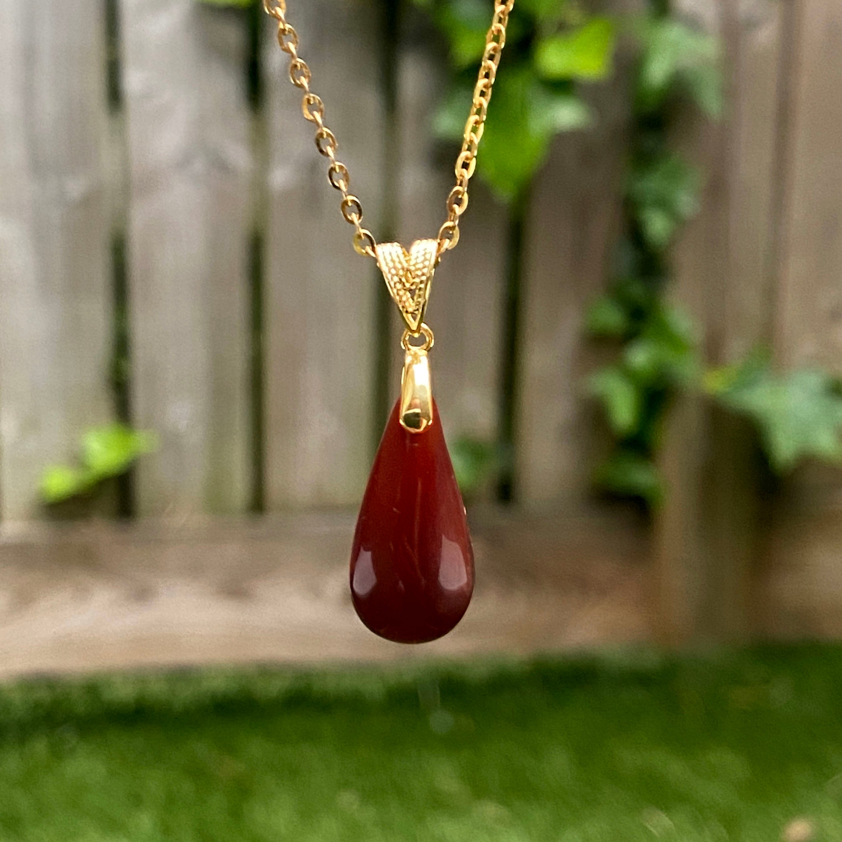 18ct Gold Vermeil Necklace With Red Agate Pendant