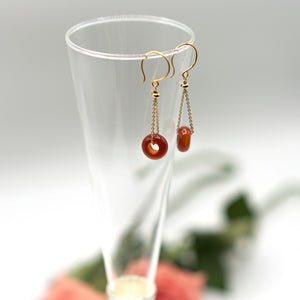 14ct Gold Plated Agate Donut Drop Earrings