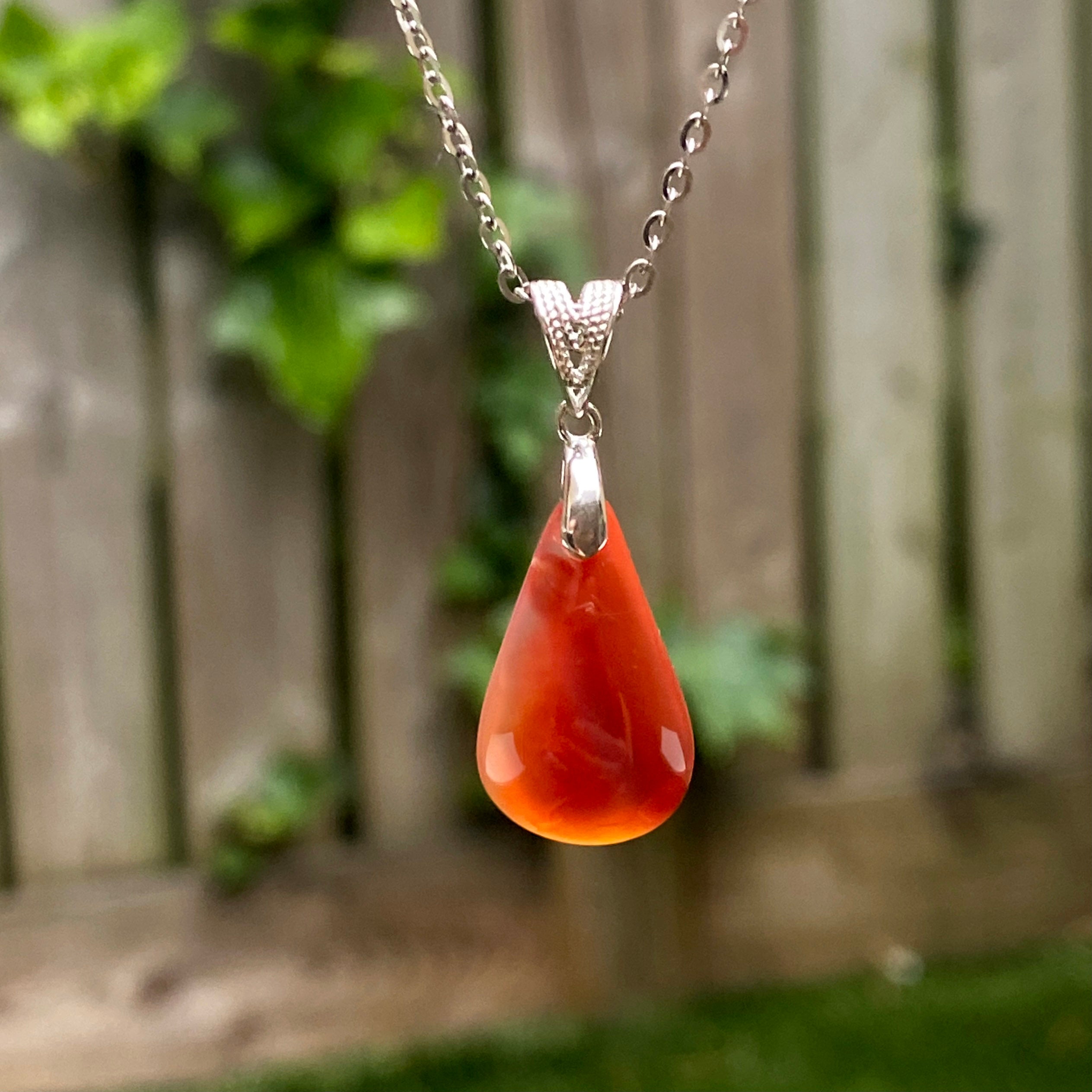 18ct Gold Vermeil Necklace With Red Agate Pendant