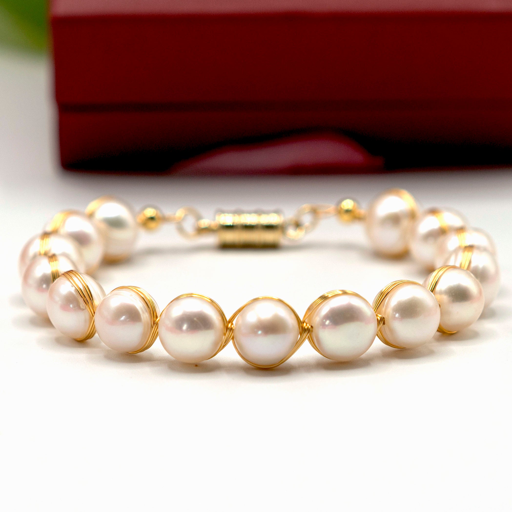 Hand-braided Pearl Bangle