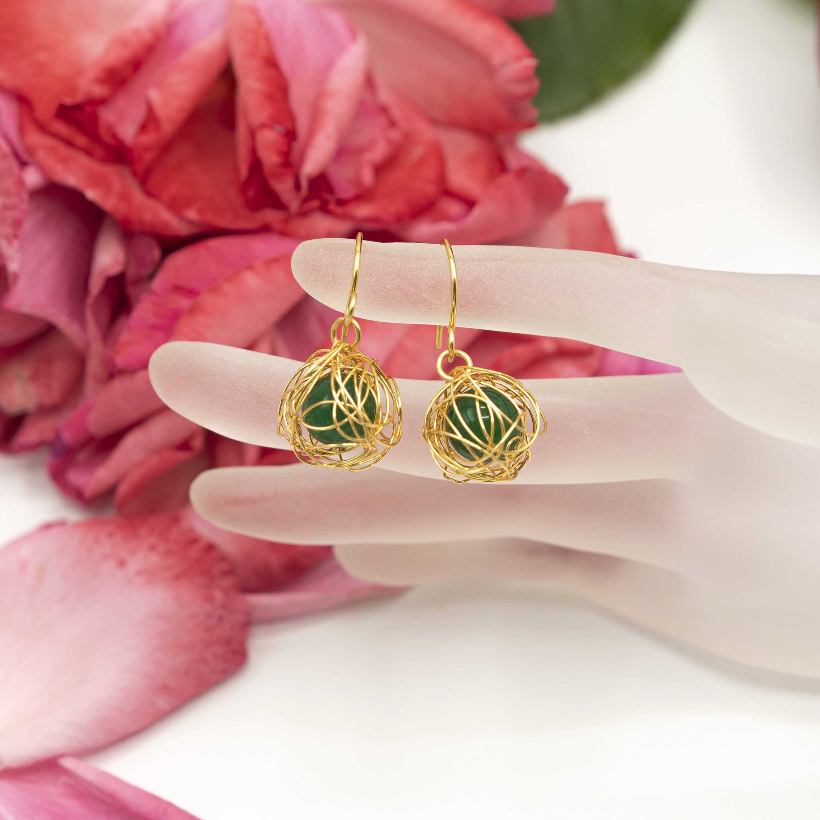 Hand-braided Earrings With Gemstone