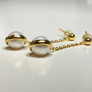 Saturn - 18ct Gold Vermeil Pearl Earrings