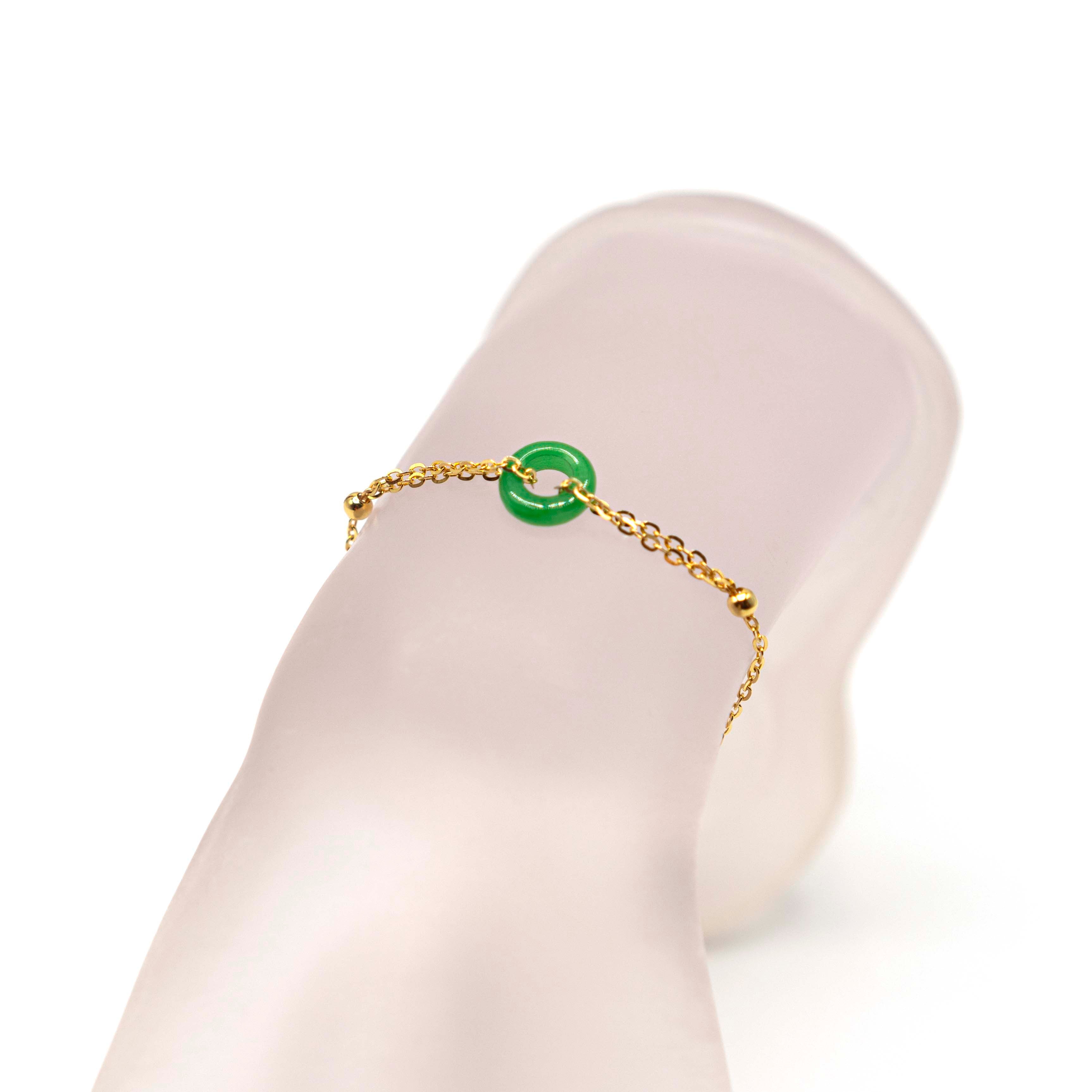 18ct Gold Vermeil Bracelet With Burmese Jade 10mm