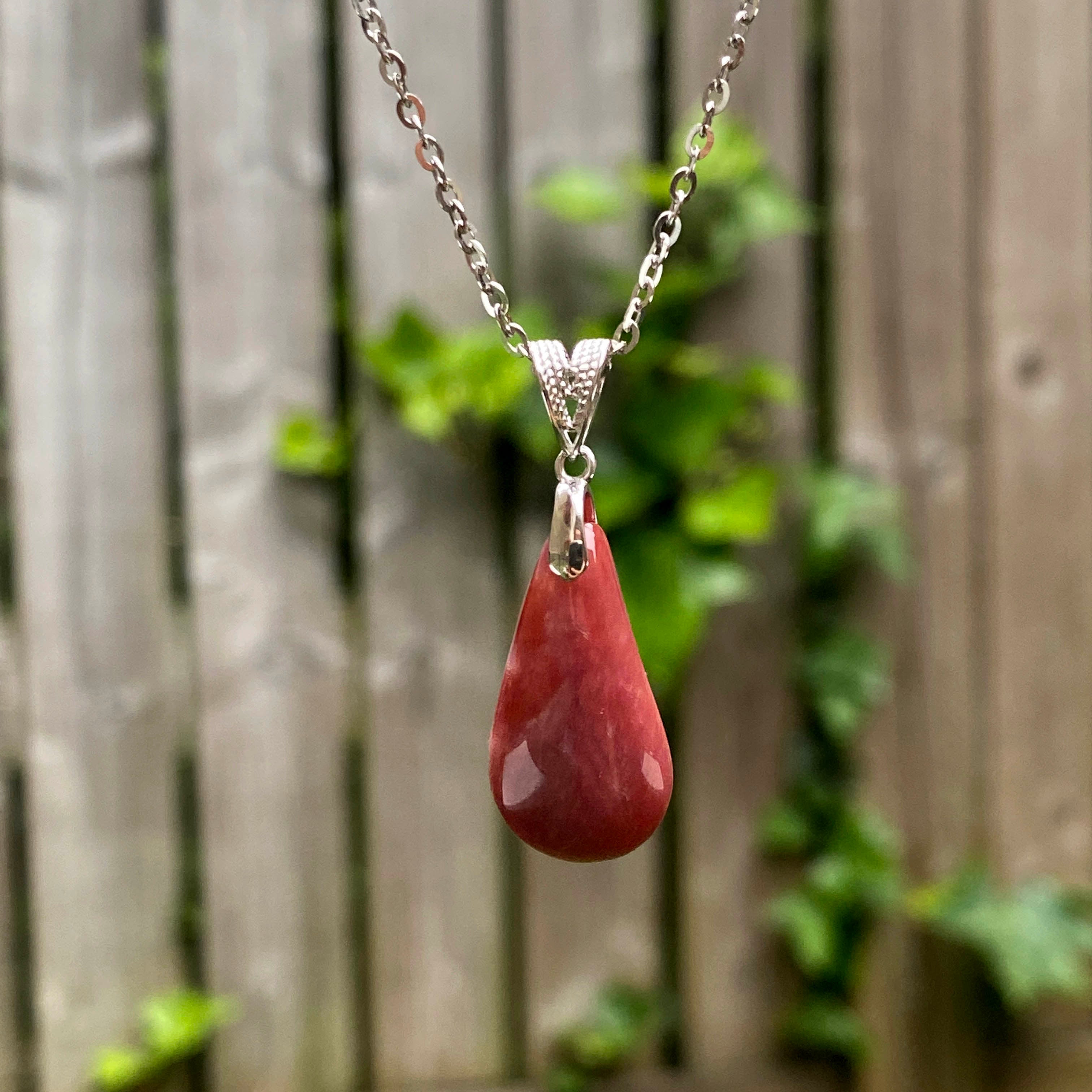 18ct Gold Vermeil Necklace With Red Agate Pendant