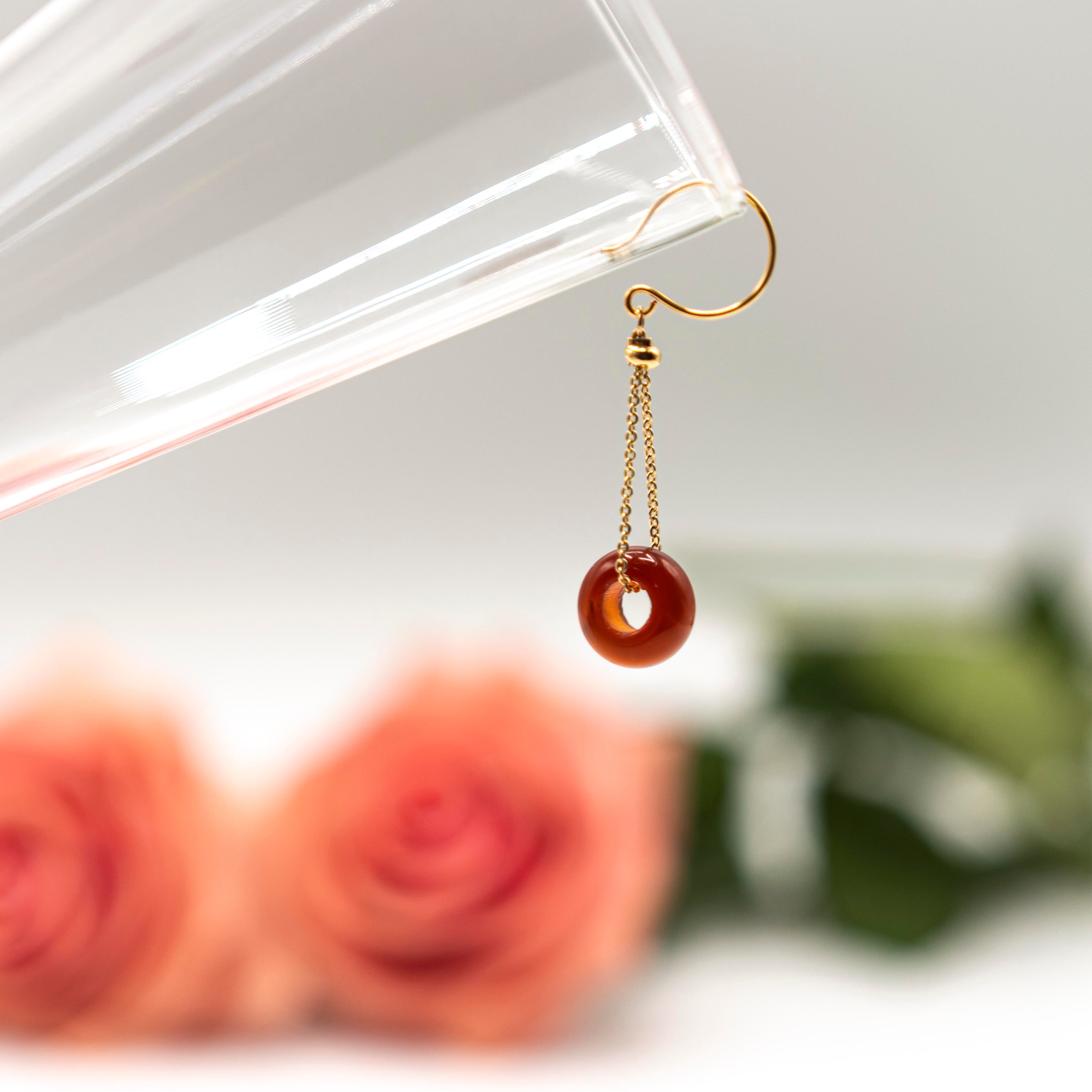 14ct Gold Plated Agate Donut Drop Earrings