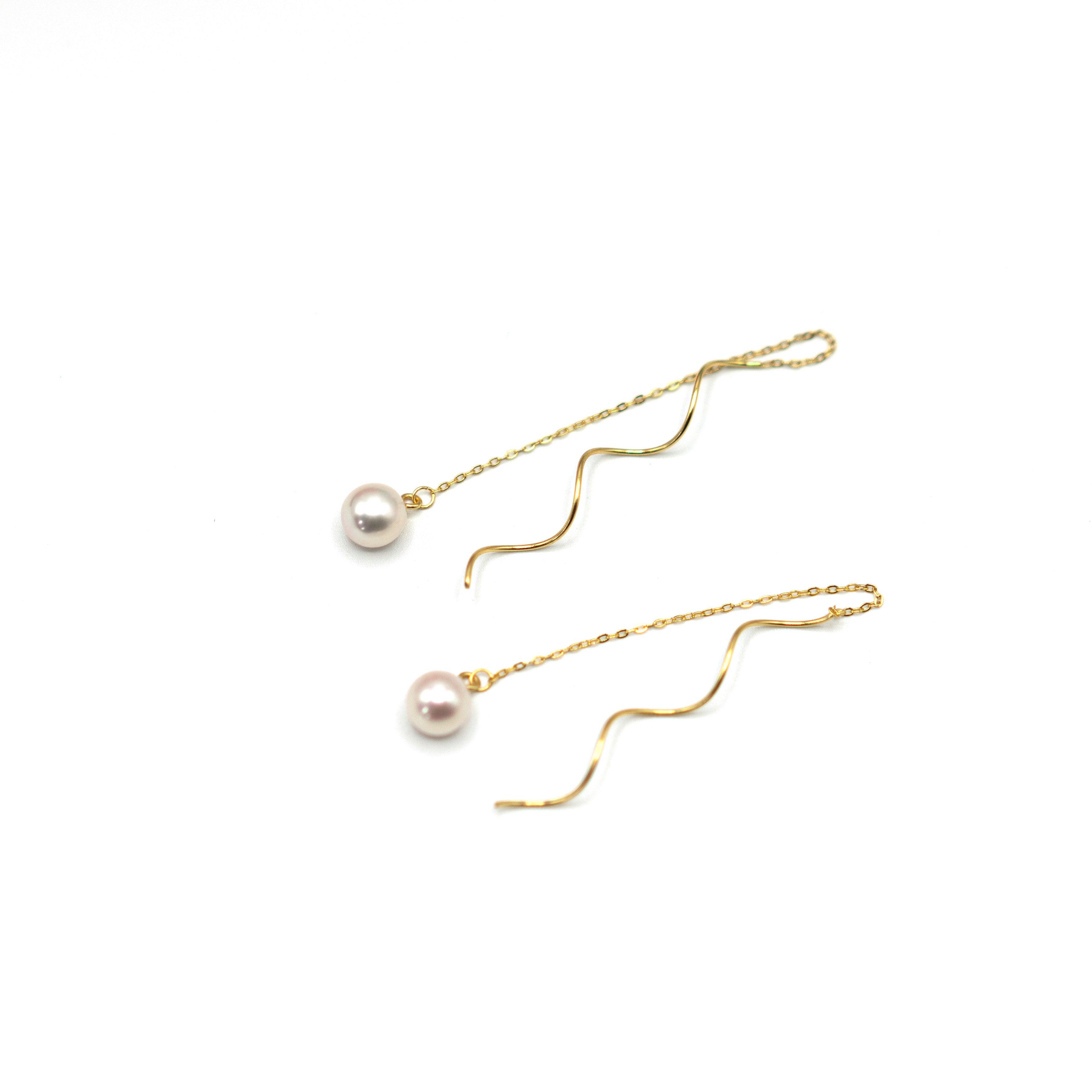 18ct Gold Vermeil Pearl Threader Earrings