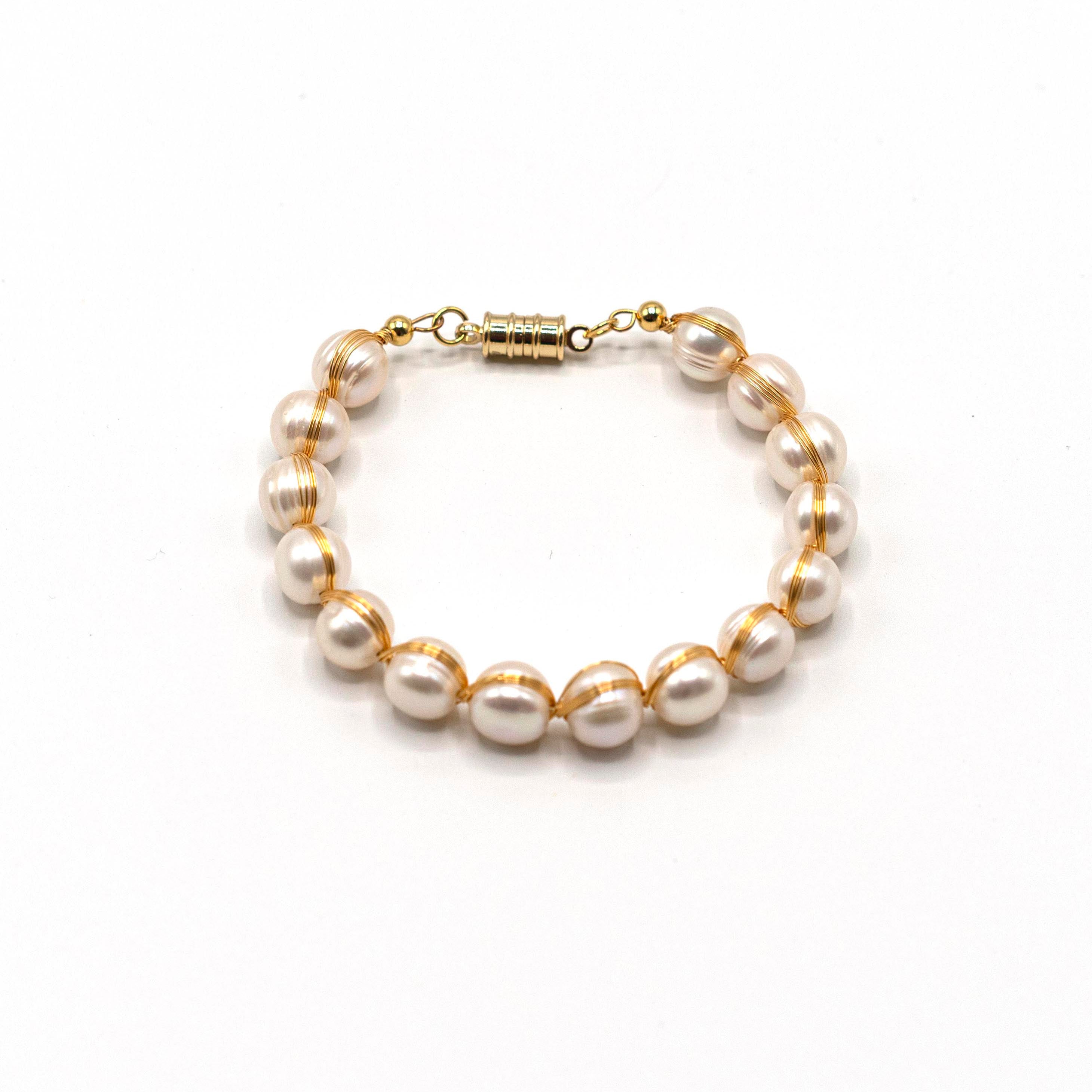 Hand-braided Pearl Bangle