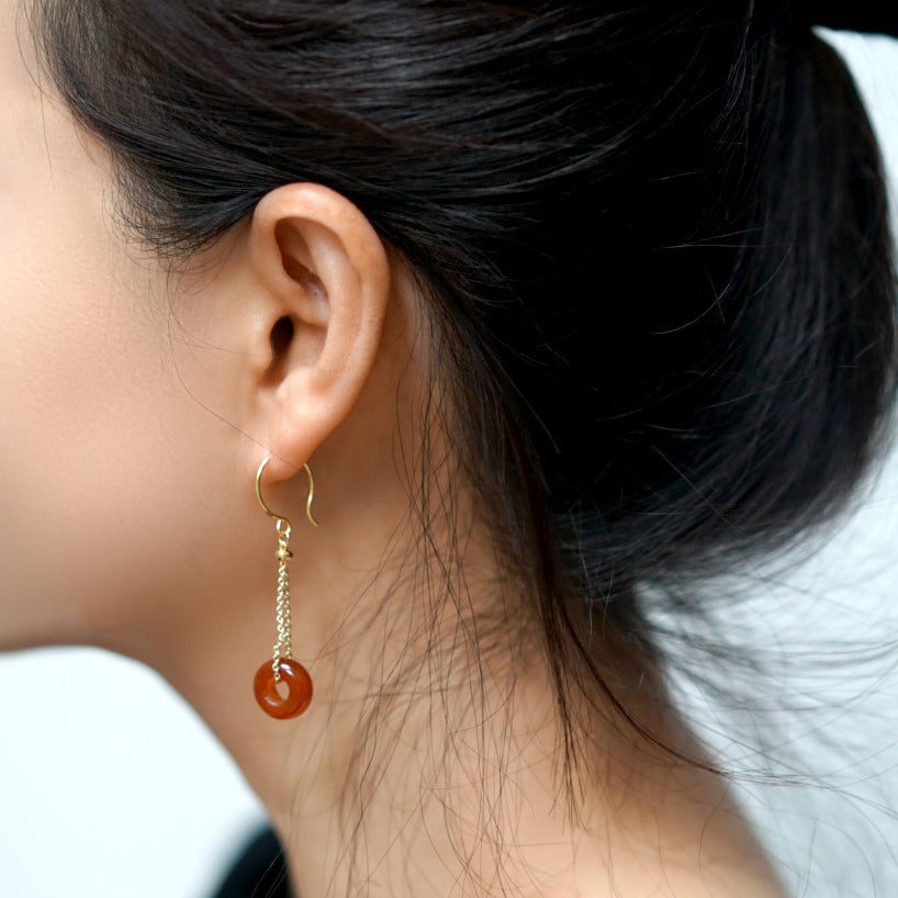 14ct Gold Plated Agate Donut Drop Earrings