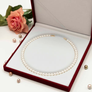 Hand-braided Classic Pearl Necklace With Gold Clasp