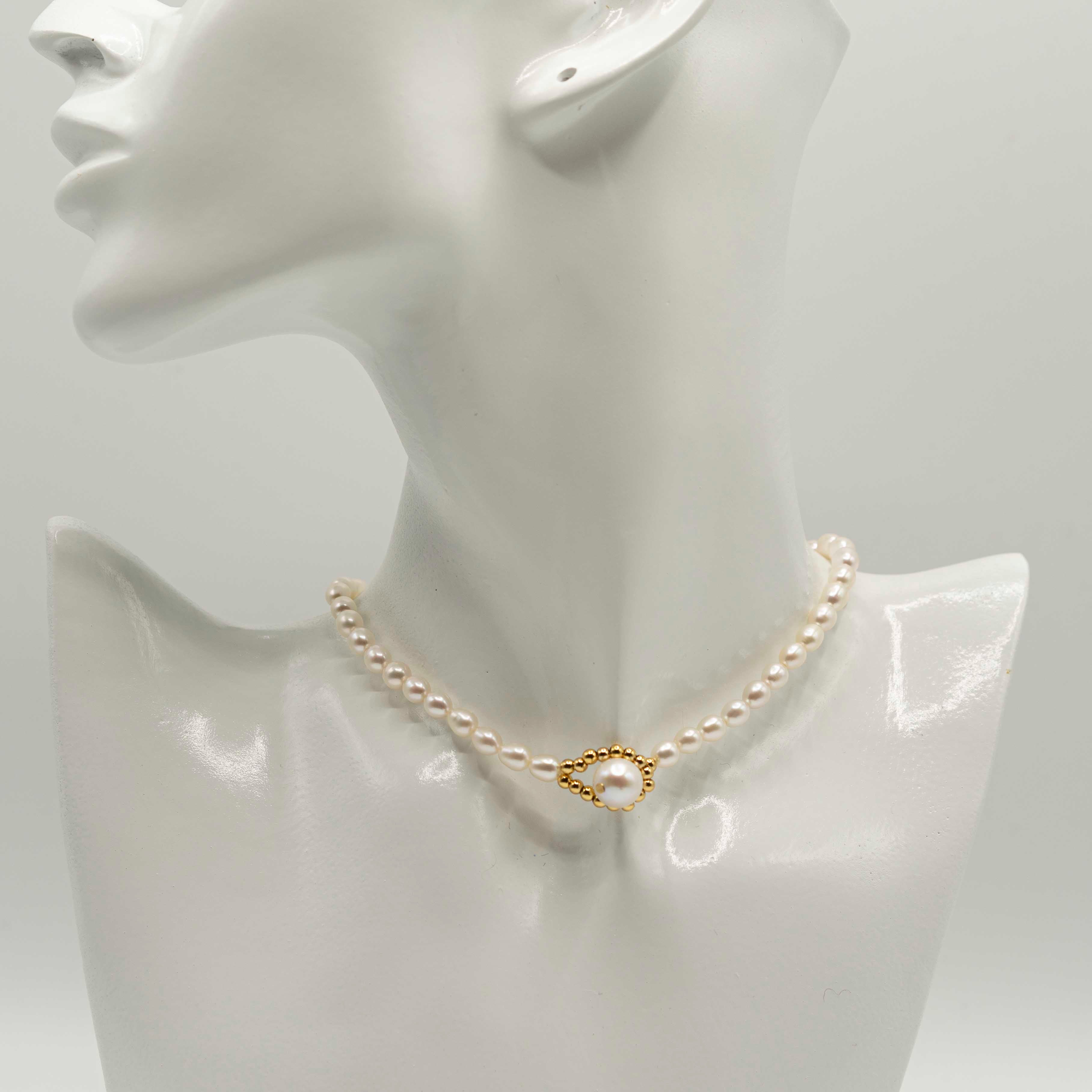 Hand Braided Oval Pearl Necklace