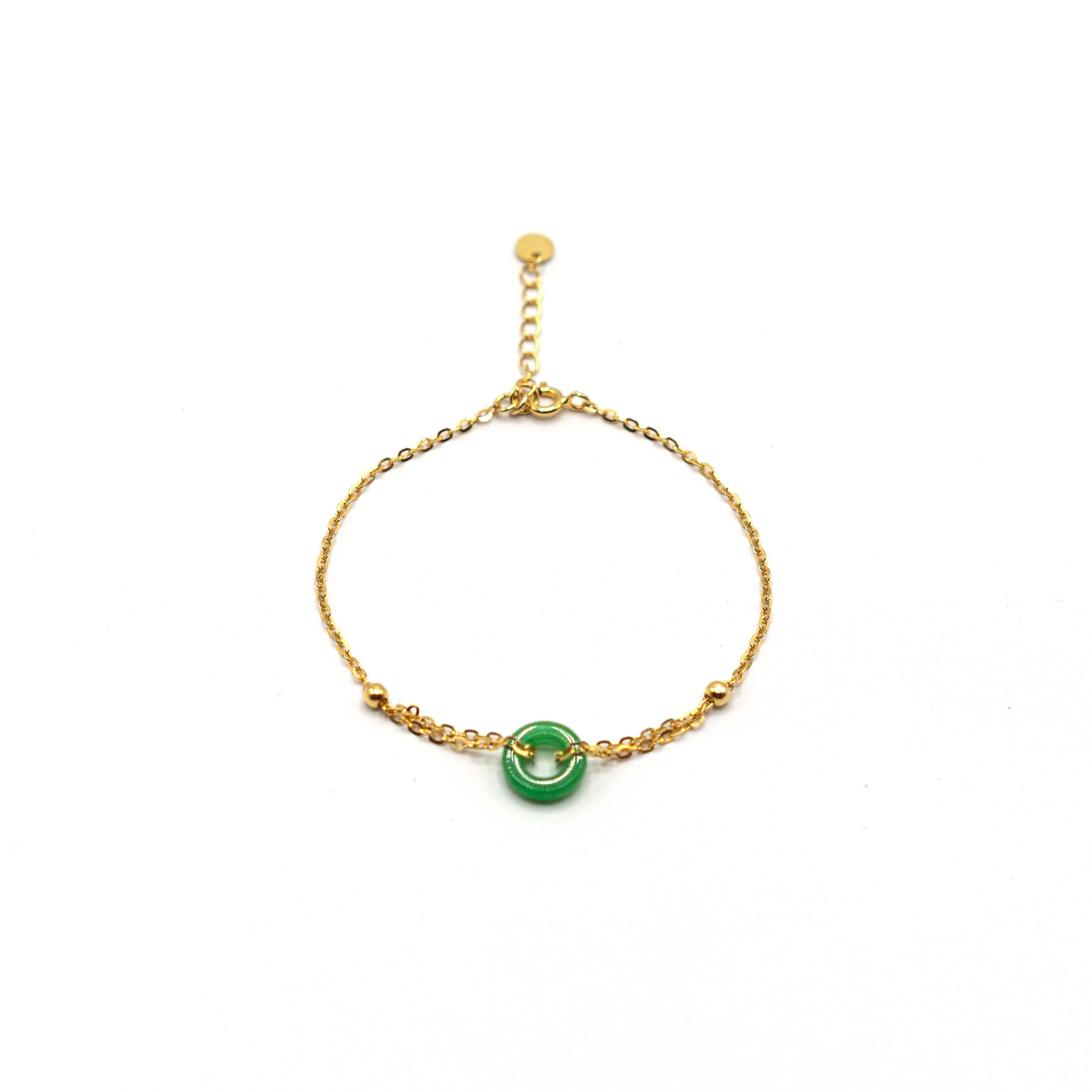 18ct Gold Vermeil Bracelet With Burmese Jade 10mm