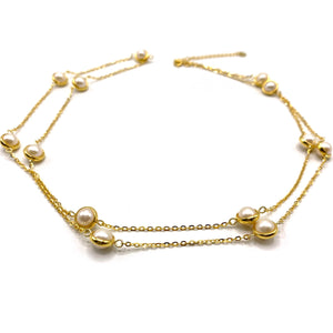 Saturn - 18ct Gold Vermeil Long Necklace With Pearls