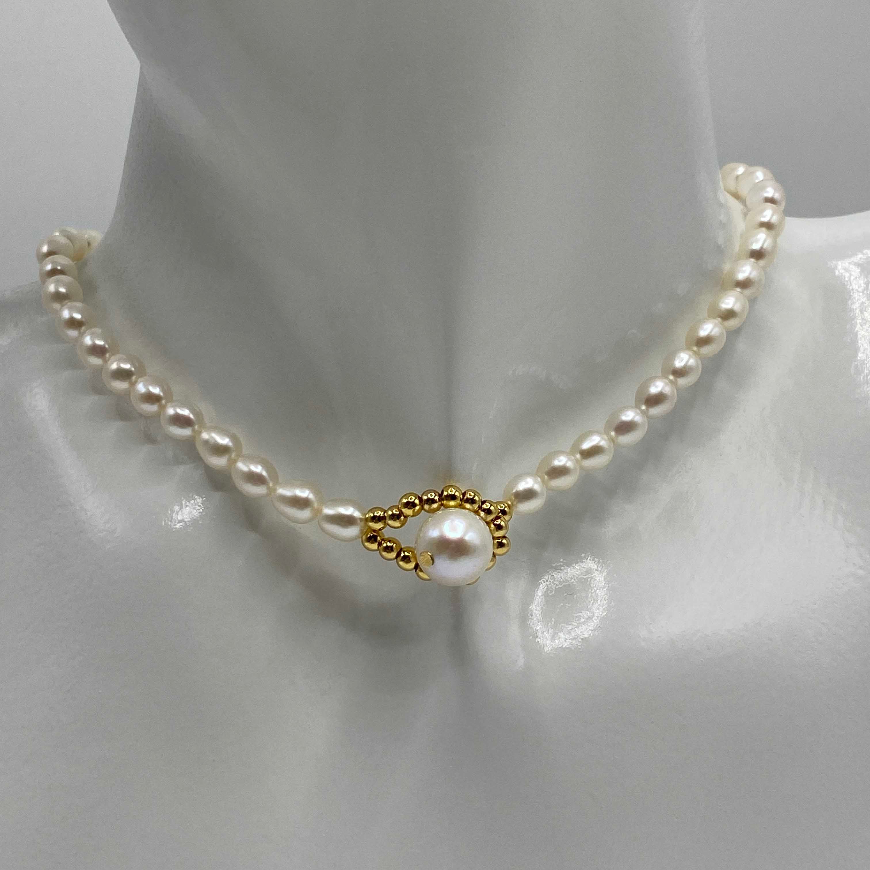 Hand Braided Oval Pearl Necklace