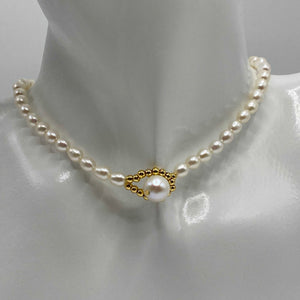 Hand Braided Oval Pearl Necklace