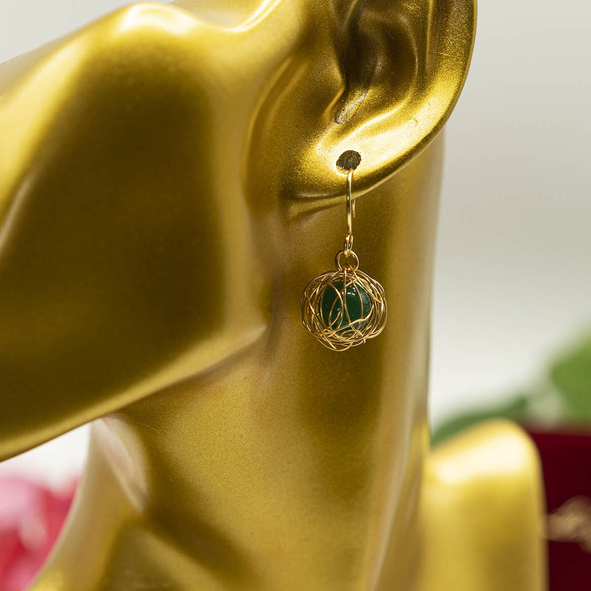 Hand-braided Earrings With Gemstone