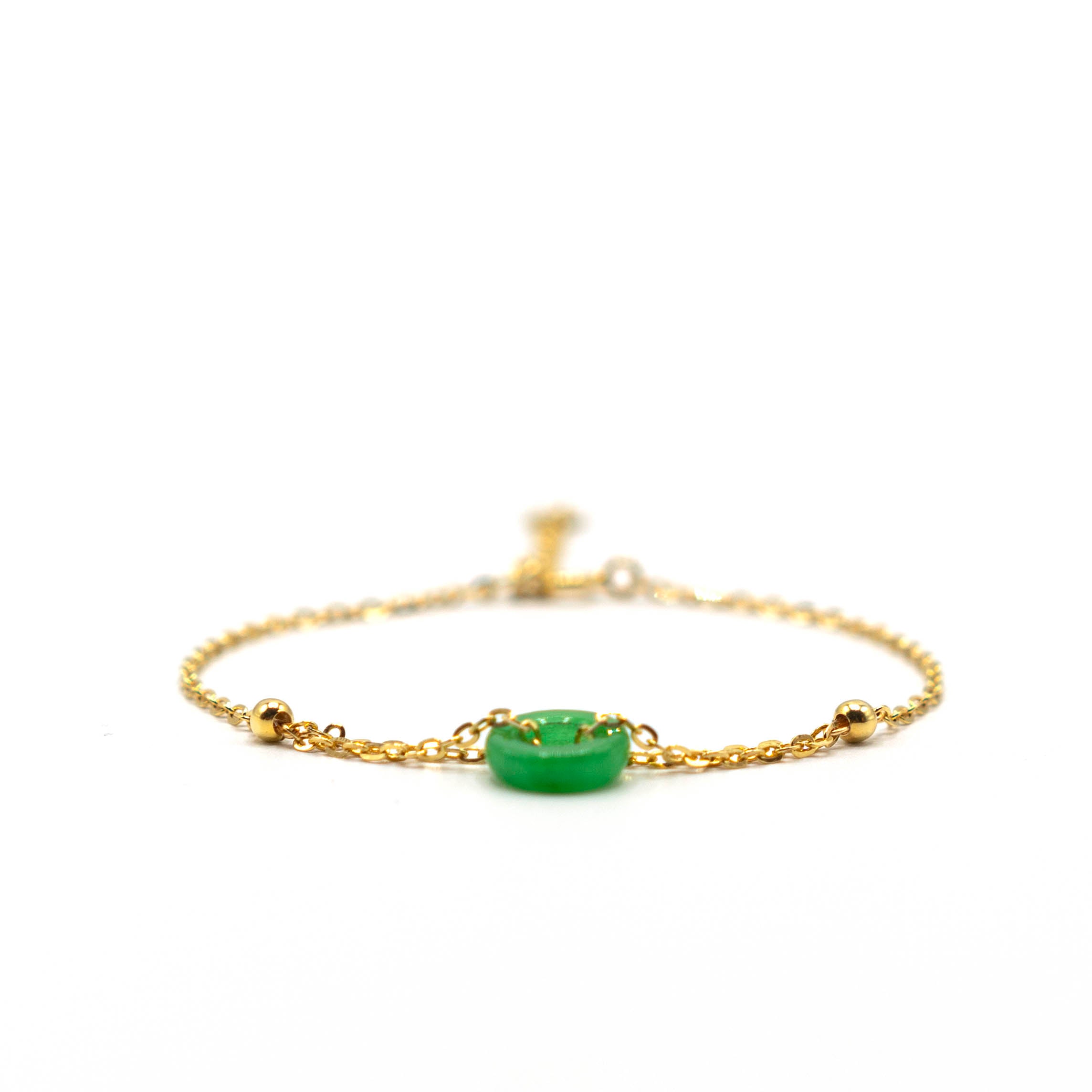 18ct Gold Vermeil Bracelet With Burmese Jade 10mm