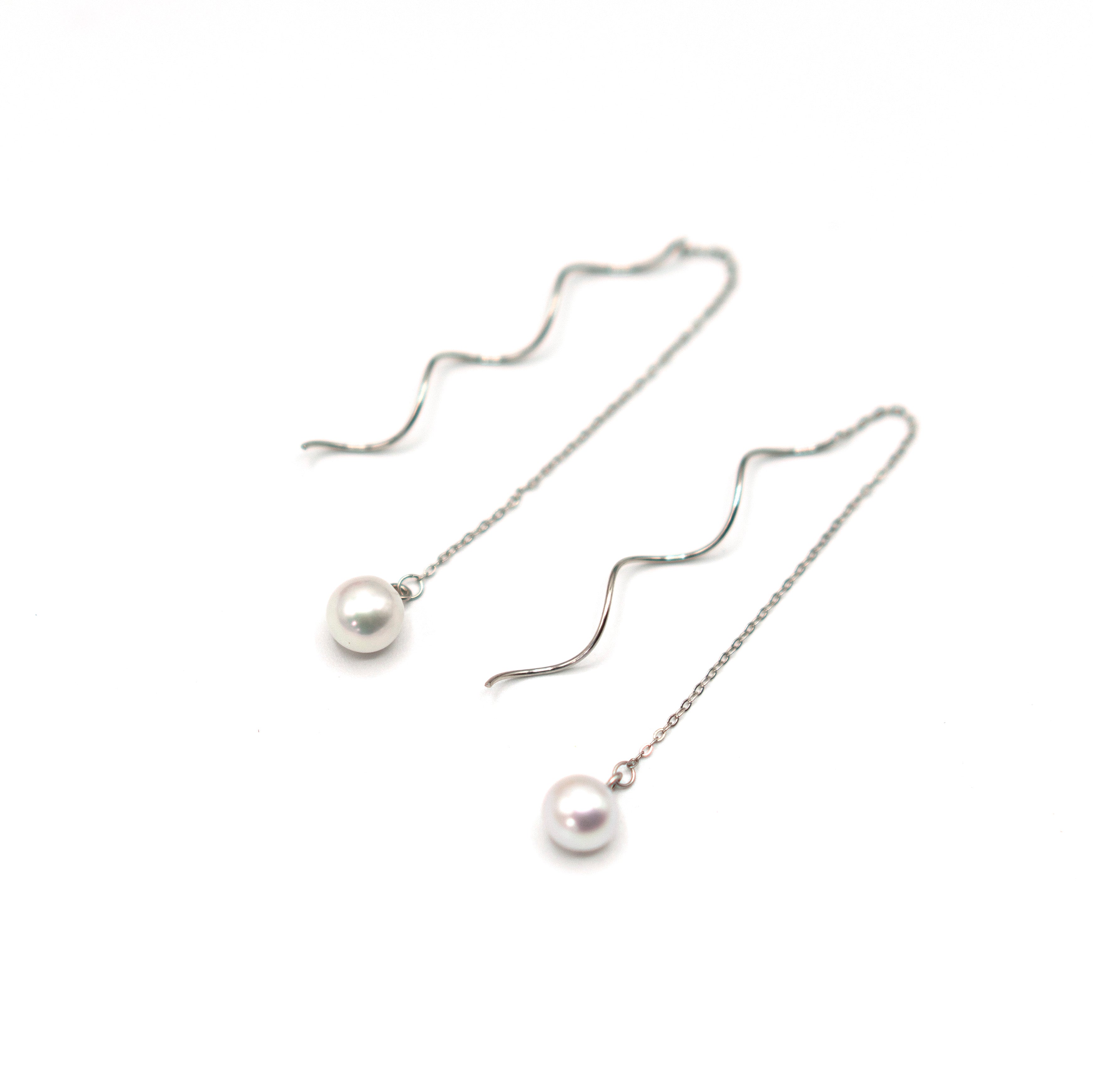 18ct Gold Vermeil Pearl Threader Earrings