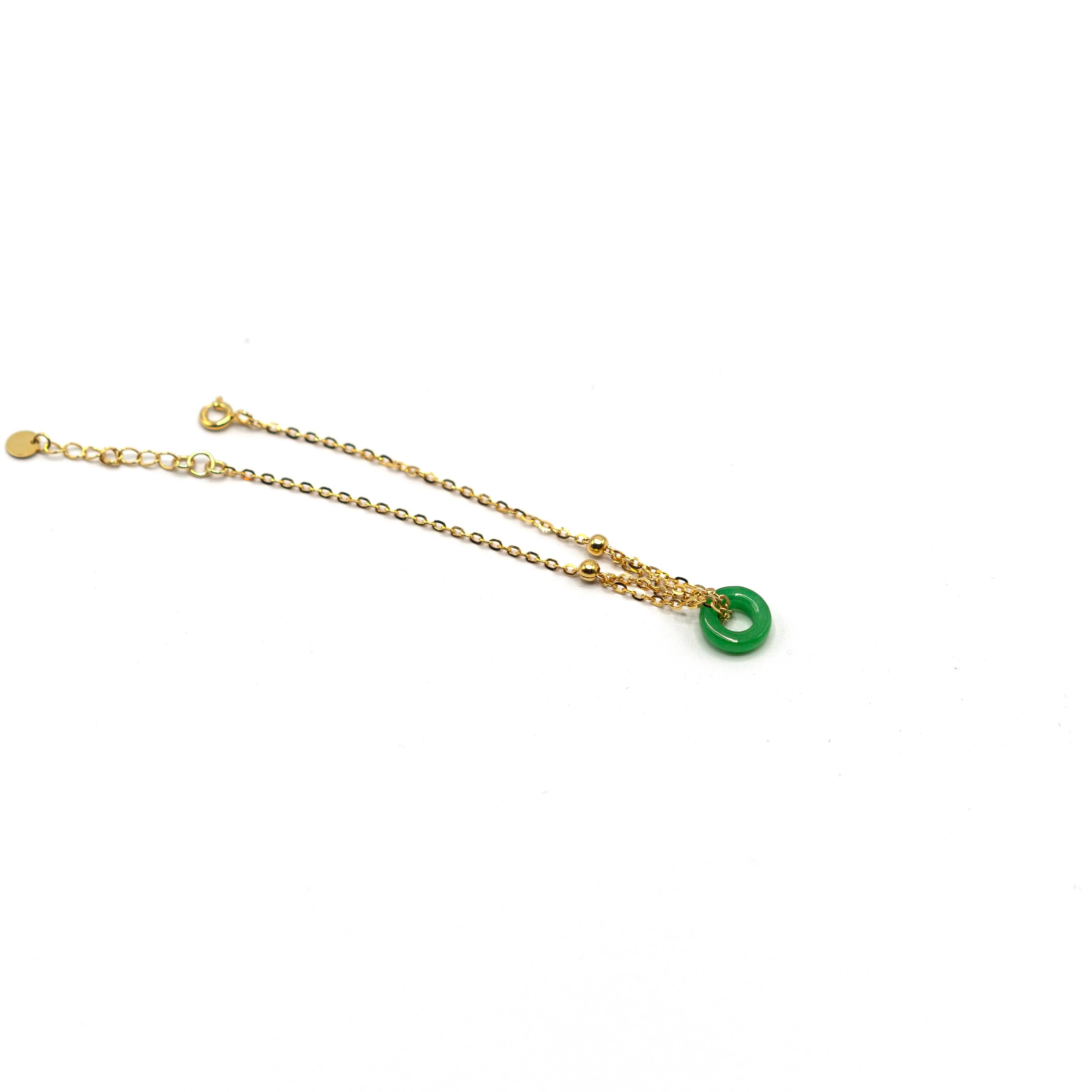 18ct Gold Vermeil Bracelet With Burmese Jade 10mm