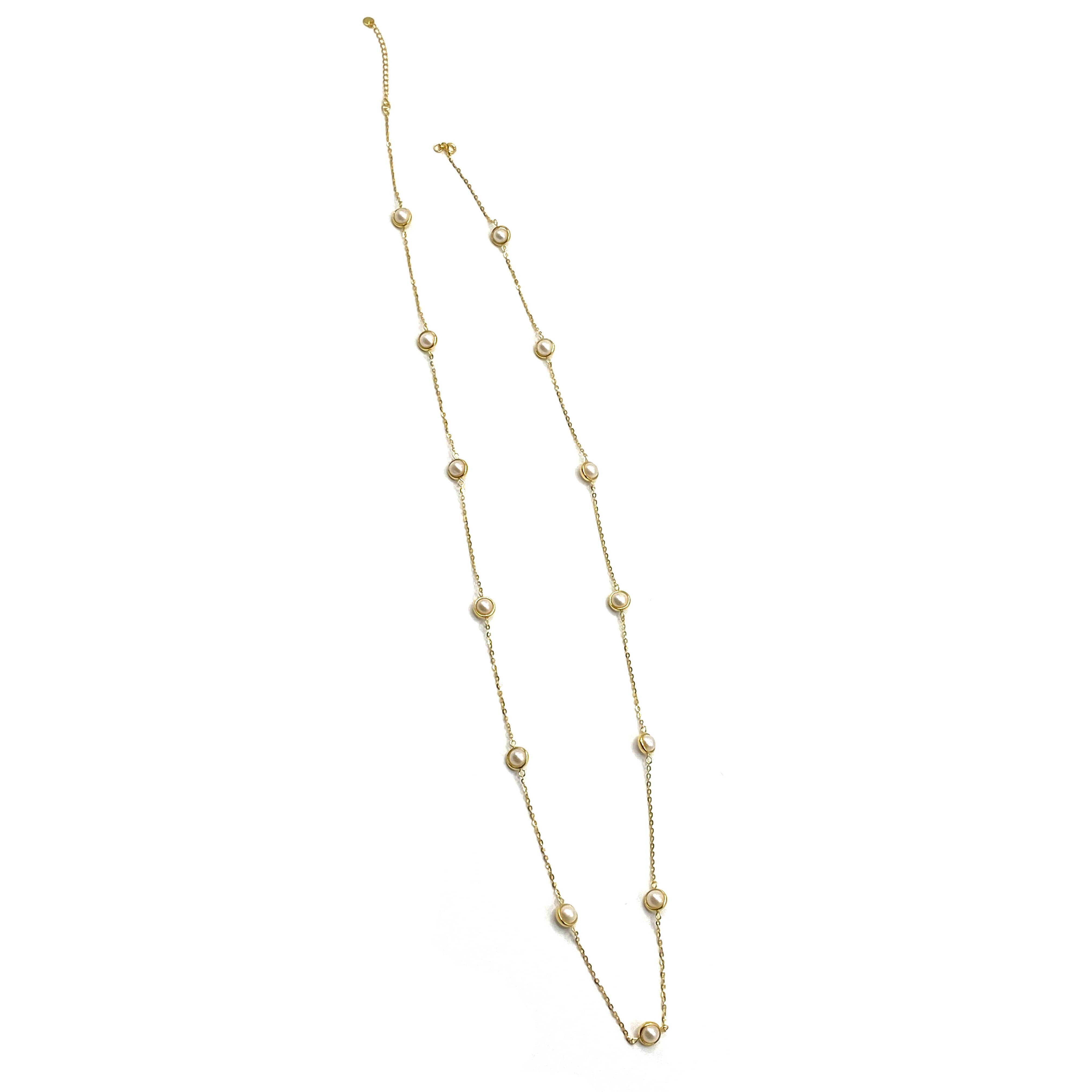 Saturn - 18ct Gold Vermeil Long Necklace With Pearls