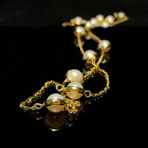 Saturn - 18ct Gold Vermeil Long Necklace With Pearls