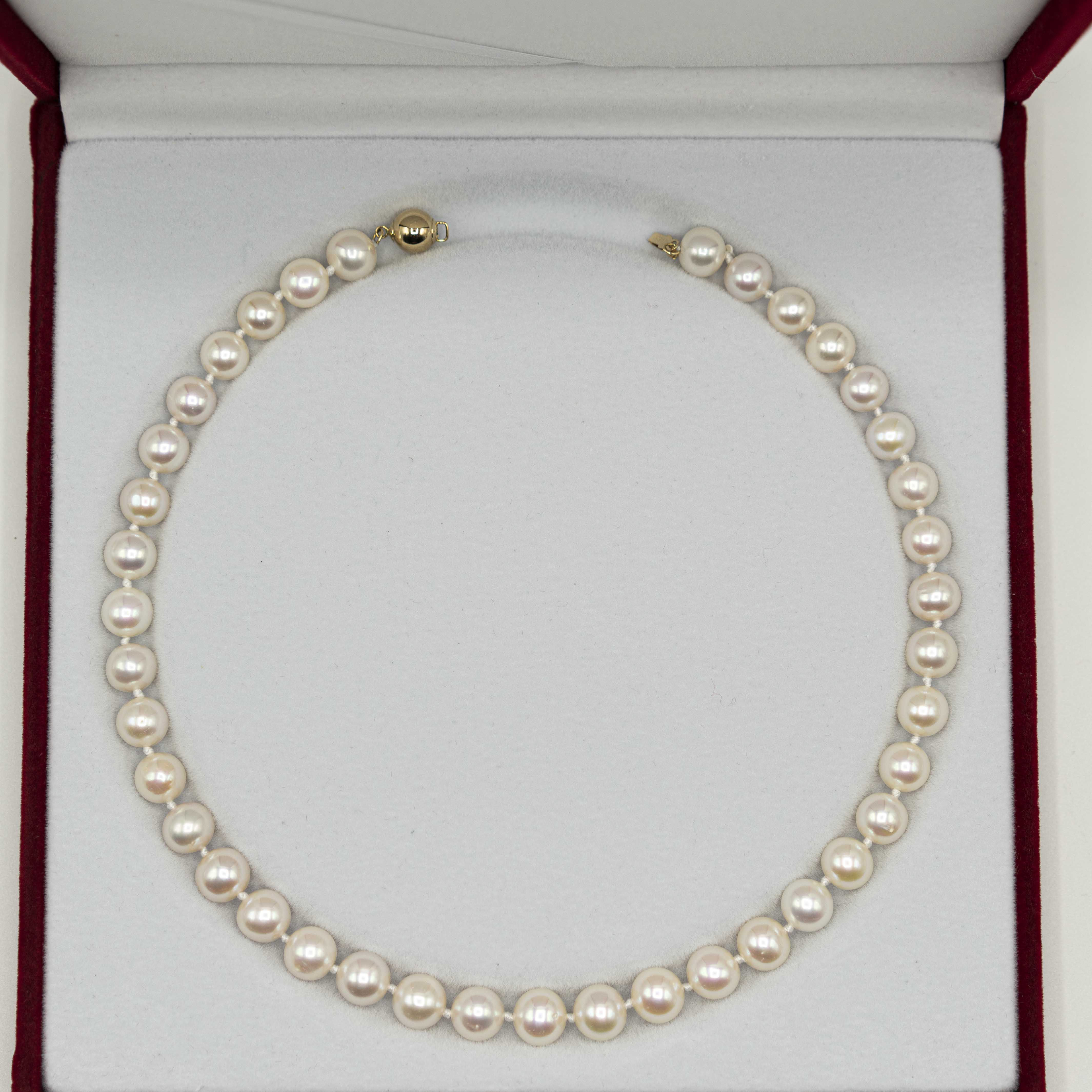 Hand-braided Classic Pearl Necklace With Gold Clasp