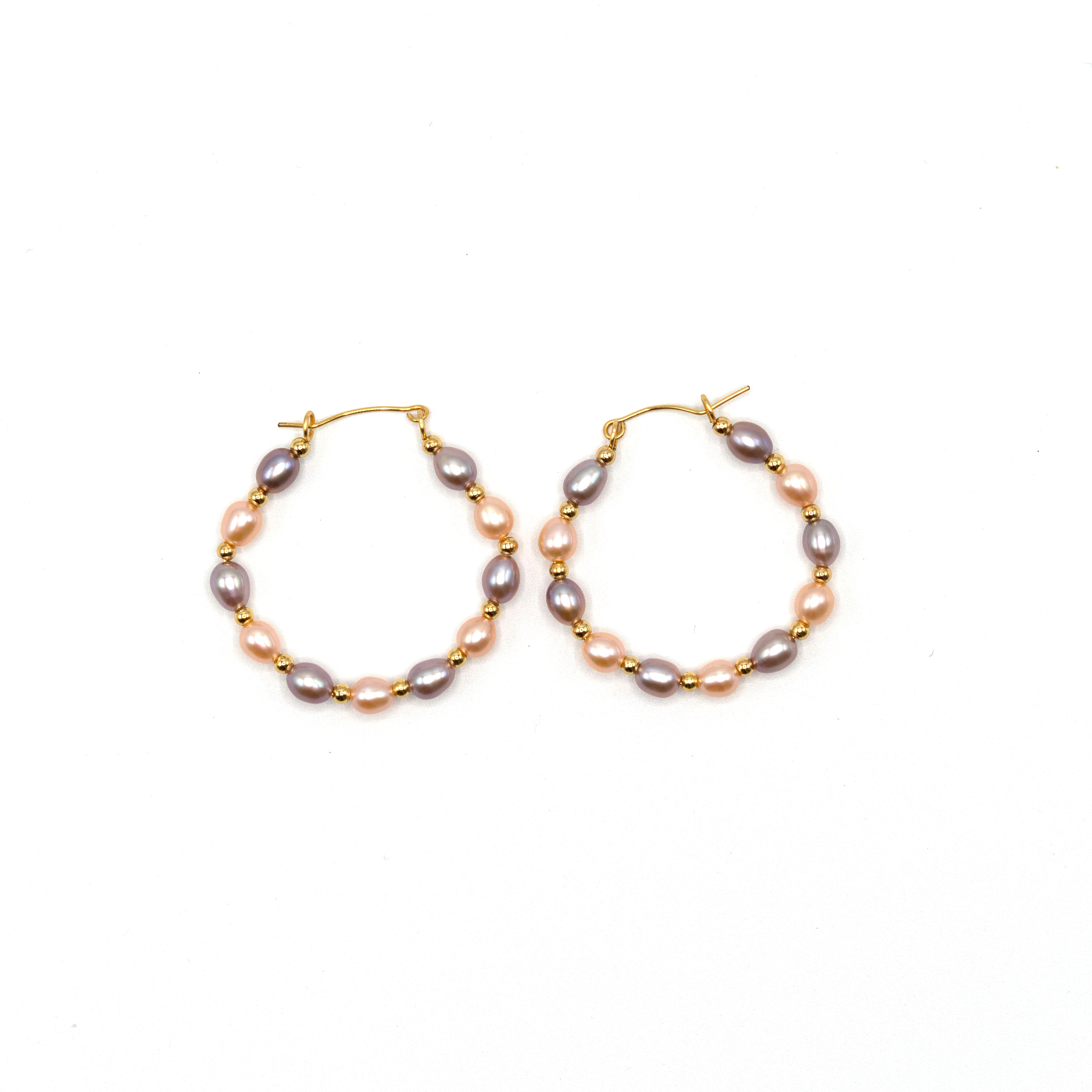 Hand-braided Pearl Hoop Earrings