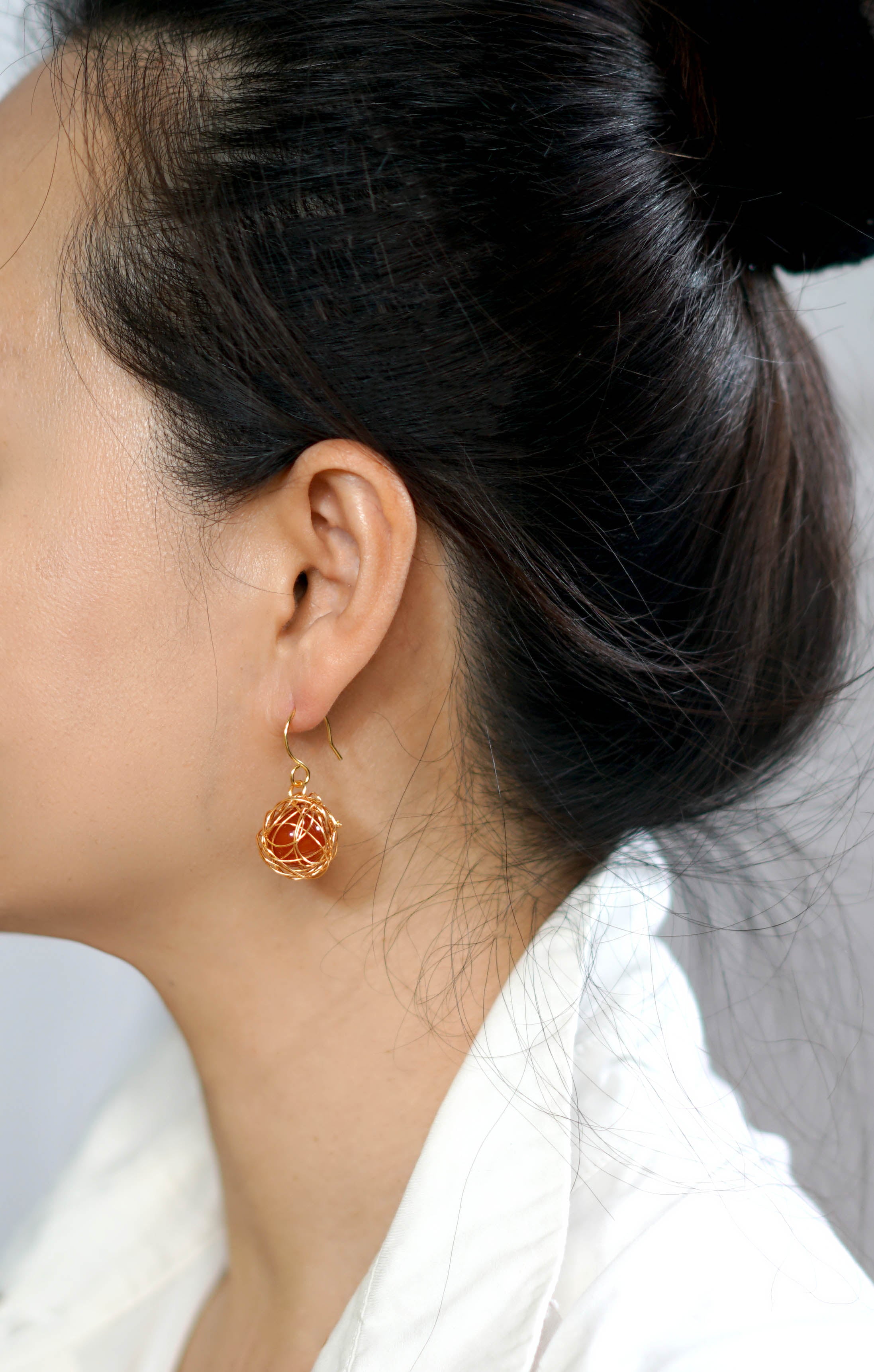 Hand-braided Earrings With Gemstone