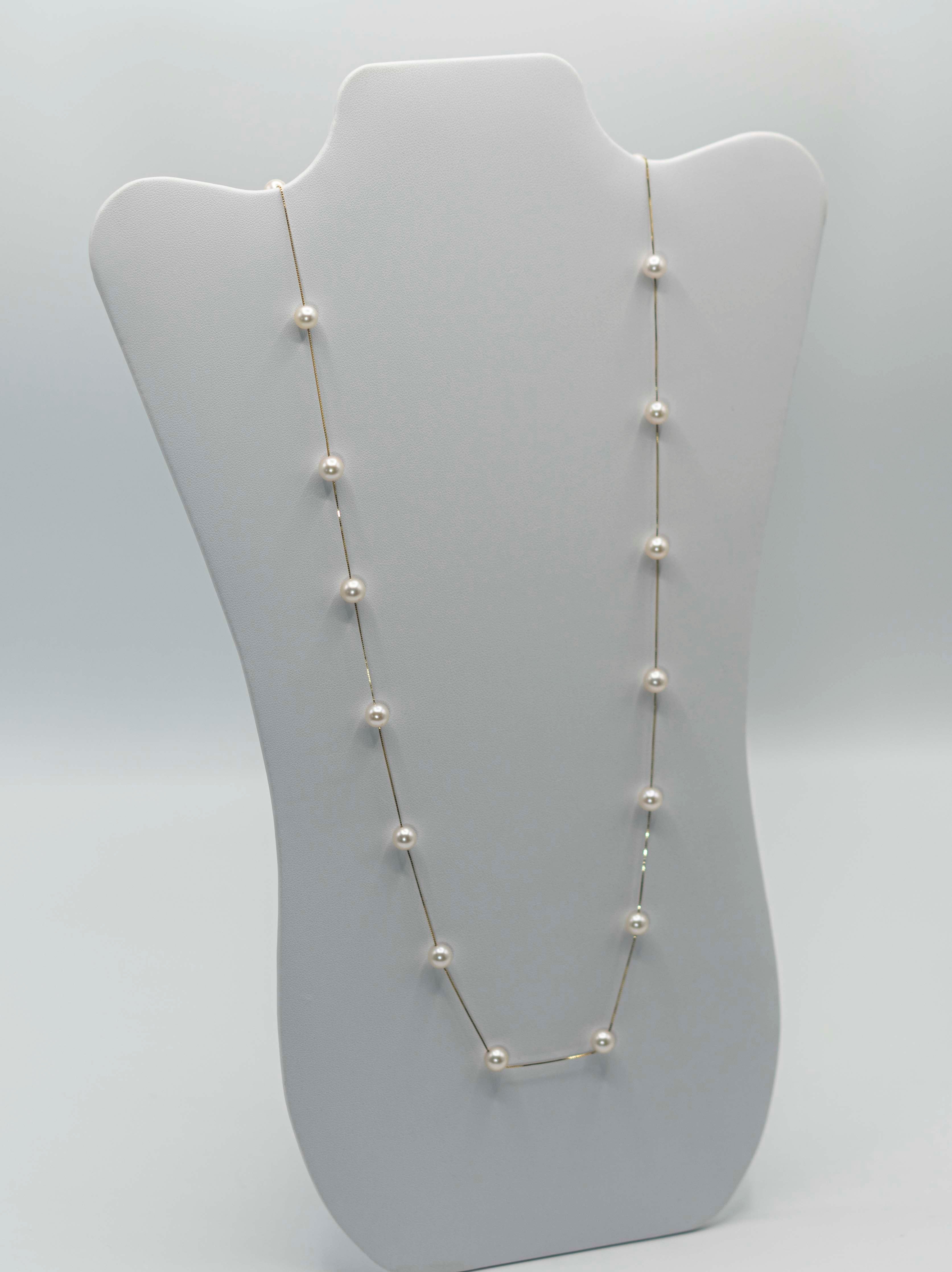 Akoya Pearl Long necklace 14ct Gold