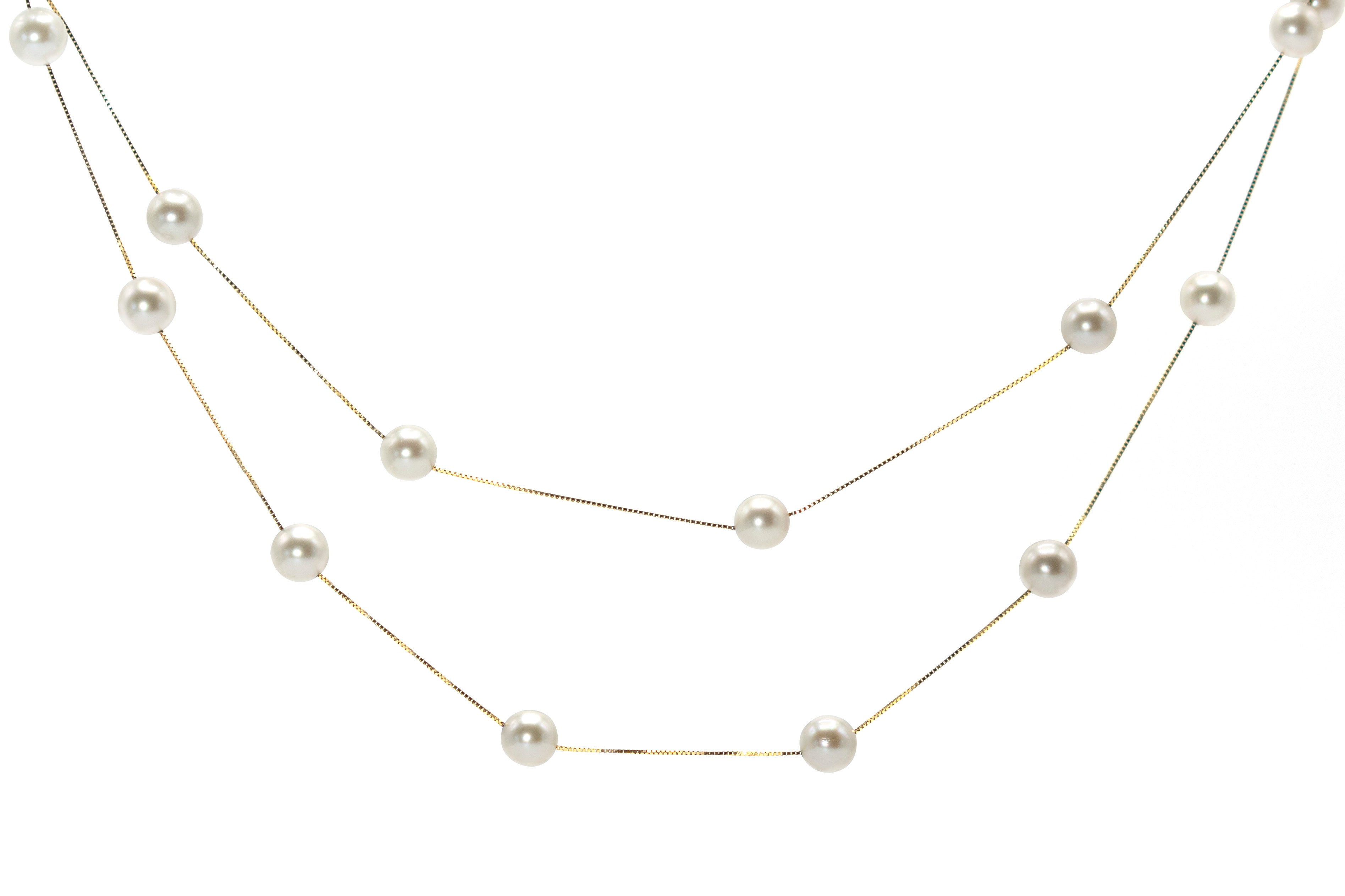 Akoya Pearl Long necklace 14ct Gold