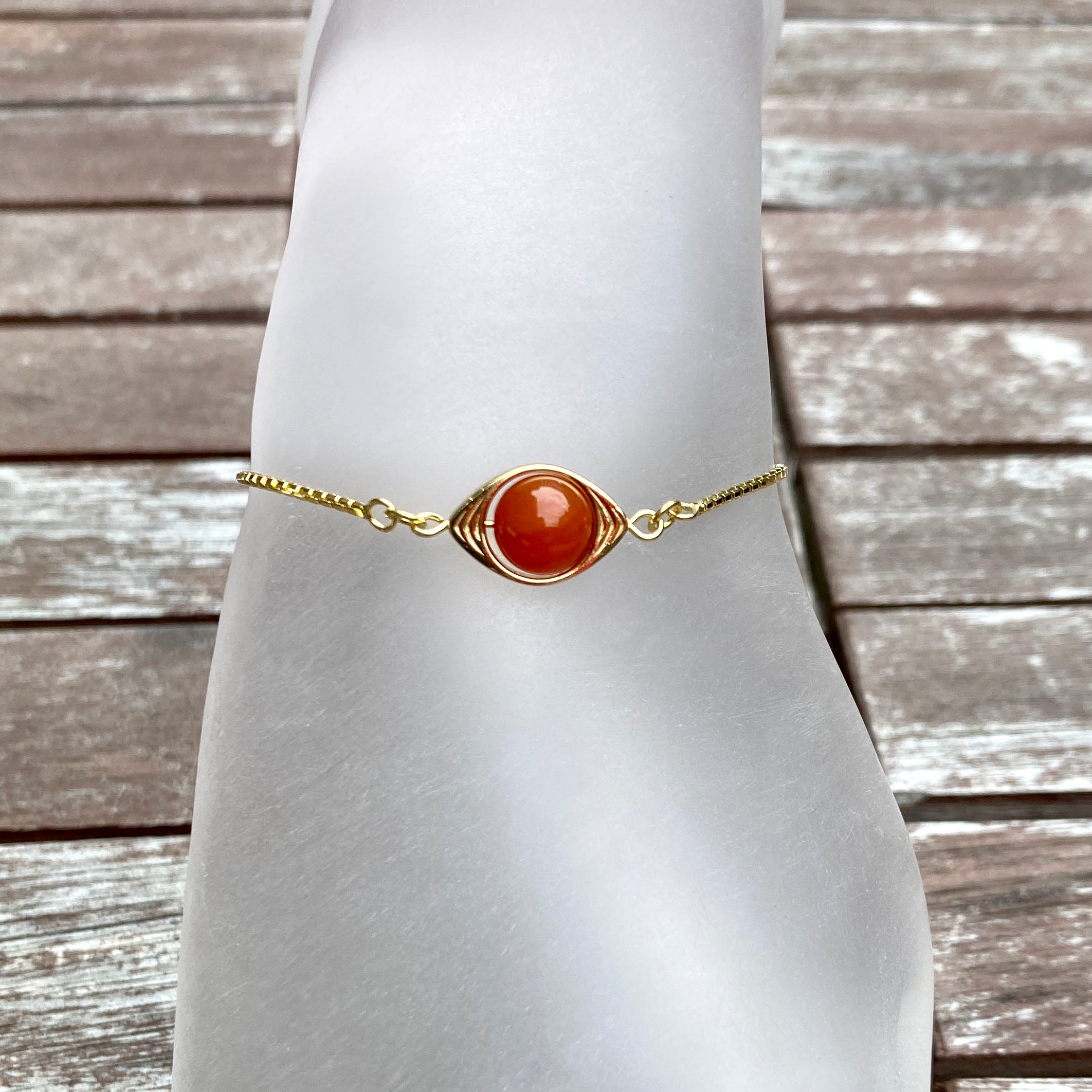 18ct Gold Vermeil Fine Bracelet with Gem (Angel Eye)